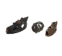 Ciieeo Lot de 3 Grottes Décoratives de Tronc d'arbre pour Aquarium, Abris Aquatiques en PVC, Petites Cachettes pour Crevettes et Poissons Betta, Décoration Réaliste pour Aquarium D’Eau