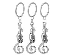 Ciieeo Lot de 3 Porte-Clés Musique en Alliage de Zinc Pendentifs Mini Guitare et Piano Porte-Clés Note de Musique en Métal Accessoires Légers et Compacts pour Paquet et Clés Cadeau