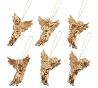 Ciieeo Lot de 30 pendentifs anges de sapin de Noël en plastique avec motif ange, décorations de Noël dorées