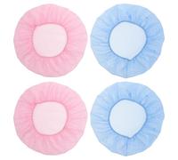 Ciieeo Lot de 4 Bonnets de Nuit en Maille Respirants pour Cheveux Bouclés et Longs, Bonnet de Nuit Réglable Élastique, Filet à Cheveux Réutilisable, Couleurs Bleu Clair et Rose,