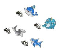 Ciieeo Lot de 4 Broches Animaux Marins en Alliage de Zinc, Forme Dauphin, Requin, Baleine, Style Cartoon Léger et Confortable pour Fille