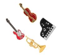 Ciieeo Lot de 4 Broches Musicales en Émail Formes de Guitare Violon Piano et Saxophone Épingles Légères pour Vêtements Paquet et Accessoires de Mode pour Fêtes et Usage Quotidien