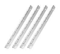 Ciieeo Lot de 4 Charnières Piano Longues 200X17Mm en Acier Inoxydable Couleur Métal Charnières Robustes 180° avec Trous Pré-Percés pour Boîtes en Bois Armoires Caisses et Meubles