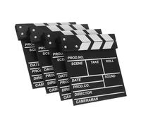 Ciieeo Lot de 4 Claps de Cinéma en Bois de Couleur Foncée 20x20 Cm, Clap de Film Réaliste, Accessoire pour Réalisateurs et Tournages Vidéo, Décor Scène et Soirée Cinéma