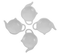 Ciieeo Lot De 4 Coupelles Repose-Sachets De Thé en CéRamique Forme De ThéIèRe 12.4 X 9 Cm Plat Multifonction RéSistant À La Chaleur pour Collations Sauce Et Desserts Maison Et Bureau
