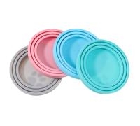 Ciieeo Lot de 4 Couvercles en Silicone Alimentaires Réutilisables pour Boîtes de Nourriture Humide, Hermétiques et Flexibles, Multi-Couleurs pour Alimentation Chat et Chien