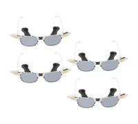 Ciieeo Lot de 4 Fausses Lunettes Vache Noires en Pc, Accessoires Photo de Carnaval Légers, Lunettes de Fête Cartoon pour Nouvel An, Halloween et Anniversaire