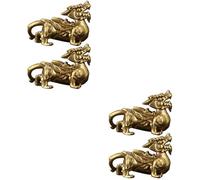 Ciieeo Lot de 4 figurines décoratives de collection Chi Shui Voiture Feng Shui Kylin Statue Chi Lin Doré Ornements de maison Pi Yao Figurine porte-bonheur Figurine Pi Yao Pendentif en laiton