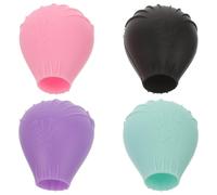 Ciieeo Lot de 4 Housses de Protection pour Pinceaux à Fond de Teint en Silicone Souple, Assortiment Couleurs Vert Clair, Rose, Violet et Noir, Étuis de Rangement Portables