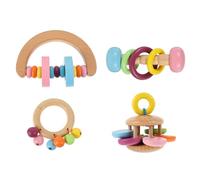 Ciieeo Lot de 4 Jouets à Mâcher pour Perroquets en Bois Naturel Haltères et Formes Variées à Mordiller Sécurisé pour Oiseaux Adapté à Tous Types de Perroquets Divertissement Solide