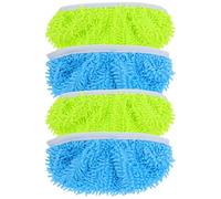 Ciieeo Lot de 4 Lingettes de Rechange en Microfibre Chenille Réutilisables pour Balai à Franges Taille Petite Couleurs Jaune-Vert et Bleu Compatibles Sols Secs et Humides Adaptées