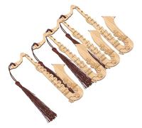 Ciieeo Lot de 4 Marque-pages en Bambou Forme Saxophone, Décoratifs et Légers, Accessoires de Lecture pour Étudiants et Amateurs de Musique, pour Bureau et Présent Élégant