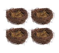 Ciieeo Lot de 4 Nids d'oiseaux Artificiels en Rotin 8 CM Décoration Créative pour Jardin et Loisirs Créatifs Nid D’Oiseau Rustique Naturel pour Cage D’Oiseaux et Bricolage