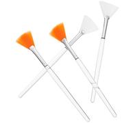 Ciieeo Lot de 4 Pinceaux Éventail Visage pour Masque Facial, Brosse Douce en Fibres Souples, Applicateurs Orange et Blanc, pour Soins du Visage, Usage Professionnel et Voyage, Format