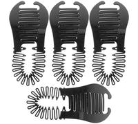 Ciieeo Lot de 4 Pinces à Cheveux Banane Réversibles en Plastique Noir, Faciles à Utiliser et Flexibles, pour Coiffures Tressées et Cheveux Fins