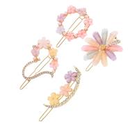 Ciieeo Lot de 4 Pinces à Cheveux en Métal et Cristal Barrettes Fleuries Décoratives pour Filles Petite Taille Couleur Vive Accessoires Cheveux et Fêtes