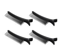 Ciieeo Lot de 4 Pinces à Cheveux Noires pour Salon de Coiffure, Clips de Sectionnement Robustes Antidérapants, Accessoires Professionnels pour Séparation Précise des Mèches et Coiffage