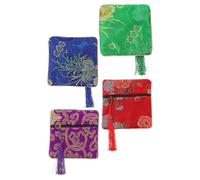 Ciieeo Lot de 4 Pochettes en Coton et Polyester pour Rangement de Pièces et Rubans de Guzheng, Finition Délicate et Couture Uniforme, Style Chic et Coloris Variés Couleur Aléatoire
