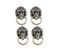 Ciieeo Lot de 4 Poignées de Porte en Alliage Petite Taille Finition Cuivre Brossé Vert Style Tête de Lionceau avec Anneaux Poignées de Placard et Tiroir pour Meubles et Armoires