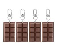 Ciieeo Lot de 4 Porte-clés Chocolatés Couleur Café Accessoires Kawaii pour Paquet à Dos et Paquet à Main Porte-clés de Esthétique et Originaux Présents D'invités pour Saint-valentin