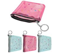 Ciieeo Lot de 4 Porte-Monnaie Transparents à Fermeture Éclair pour Femme Petite Pochette en Maille Coloris Aléatoire Pratique pour Pièces et Cartes comme Présent Couleur Aléatoire