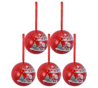 Ciieeo Lot de 5 Boîtes à Bonbons Décoratives en Fer Blanc 68 CM Boules de Noël à Suspendre Illustrations Père Noël Boîtes Vintage pour Rangement Fête et Décoration Sapin