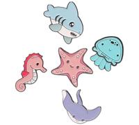 Ciieeo Lot de 5 Broches Décoratives en Métal Animaux Marins Dessin Animé pour Vêtements Châles et Paquet Accessoires Mode Féminins Polyvalents Présent Noël
