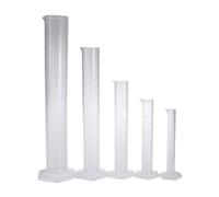 Ciieeo Lot de 5 Cylindres Gradués en Plastique Bec Verseur Effilé et Base Hexagonale, Capacités 10ml à 250ml, pour Usage Domestique et Laboratoire