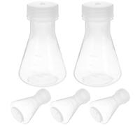 Ciieeo Lot de 5 Flacons Erlenmeyer 100 Ml en Plastique Couvercles Flacons Coniques à Fond Plat Résistants Haute Température pour Laboratoire Chimie Expériences Scientifiques et