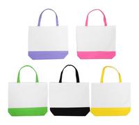 Ciieeo Lot de 5 Paquet Cabas en Toile Légers pour Femmes Grands Paquet Fourre-Tout Colorés avec Fond Plat, Réutilisables et Faciles à Nettoyer, pour Courses, Voyages et Rangement