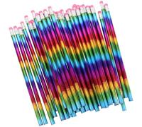 Ciieeo Lot de 50 Crayons à Écrire en Bois Hb avec Gomme, Corps Rond Ergonomique, Dureté Optimale pour Élèves et Garçon et Filles, pour Devoirs la Maison et Dessin Couleur Aléatoire