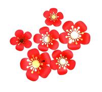 Ciieeo Lot de 6 Autocollants Muraux 3D Fleurs Rouges Décoration Mariage et Fête Accessoires Floraux pour Salle et Porte Ornement Mural Romantique et Élégant Stickers Décoratifs pour