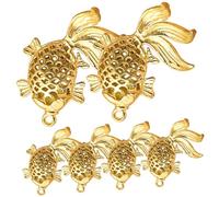 Ciieeo Lot De 6 Breloques Porte-clés Vintage En Laiton à Forme De Poisson Rouge, Petit Charme Décoratif Diy Pour Création Bijoux Artisanaux, Présent Artisanal Et Fête