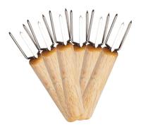 Ciieeo Lot de 6 Brochettes de Maïs en Acier Inoxydable Manche en Bois, Fourche à Maïs Compacte et Résistante pour Barbecue, la Cuisine et Camping