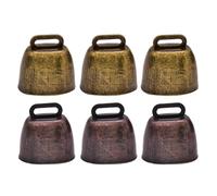 Ciieeo Lot de 6 Clochettes Anti-perte pour Animaux de Ferme - Petites Cloches en Fer Couleur Bronze Ancien - Accessoires de Pâturage pour Vaches, Moutons et Chevaux - Son Clair Audible