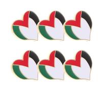 Ciieeo Lot de 6 Épingles Drapeau Palestinien de Cœur Broches Métal Légères et Solide Accessoires de Mode pour Vêtements et Paquet Souvenir Voyage Palestine