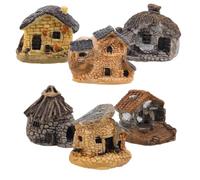 Ciieeo Lot de 6 Mini Maisons en Résine Couleur Café pour Décoration Rustique de Jardin, Ornements Paysagers DIY sans Entretien, pour Créations Artisanales