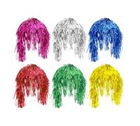 Ciieeo Lot de 6 Perruques à Paillettes Colorées Mixtes, Perruques Cosplay en Tissu Haute Température, Accessoire Coiffure pour Soirées, Bals Masqués et Fêtes, Couleur Aléatoire