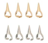 Ciieeo Lot de 8 Bagues D'ongles Ouvertes en Alliage, 4 Dorées et 4 Argentées, Accessoires de Fête Punk Halloween, Décoration Mains, Anneaux Réglables pour Cosplay et Festival