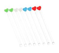 Ciieeo Lot De 8 Bâtonnets à Cocktail en Verre Coloré à Tête Cœur, Long Manche, Résistants, pour Bar Et Maison, Agitateur pour Vin, Cocktails Et Boissons, Usage Quotidien
