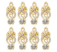 Ciieeo Lot de 8 Broches Note de Musique Dorées avec Cristaux, Épingles à Revers Légères en Métal, Accessoires Mode Coréenne pour Vêtement et Foulard, Mariage, Concerts et Fêtes