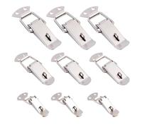 Ciieeo Lot de 9 Loquets à Ressort en Fer Nickelé, Tailles Petite, Moyenne et Grosse, avec Anneau de Verrouillage, Clips de Serrage Industriels pour Coffres, Boîtes à Outils, Tiroirs et