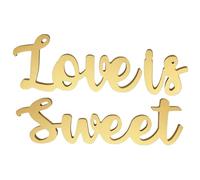 Ciieeo Lot de Lettres en Bois Doré Love is Sweet pour Décoration de Table de Mariage, Panneau en Bois Dense, Créant Une Atmosphère Romantique pour Anniversaire et Bridal Shower