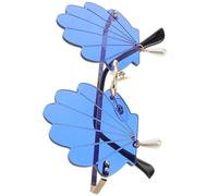 Ciieeo Lunettes de Soleil Coquillage sans Monture pour Femmes, Bleu | Style Rétro Festif, Protection UV Légère, Confort Stable, pour Plage et Soirée Entre Amis