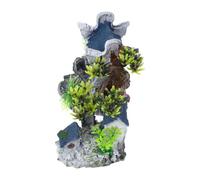 Ciieeo Maison en Résine Simulée pour Aquarium, Cachette Décorative | Décor Maison D'aquarium Style Chinois, Résine Légère, N'affecte Pas L'eau, pour Poissons