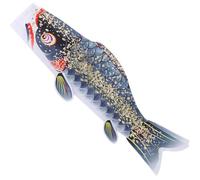 Ciieeo Manche à Air Japonerie Koinobori 3d Doré Noir 100 Cm, Drapeau Décoratif Extérieur Suspendu en Tissu Résistant, Décoration Jardin Terrasse, Ornement Traditionnel pour Fête et