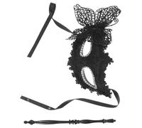 Ciieeo Masque de Bal Masqué Noir avec Bâton Masque de Déguisement Cosplay pour Femmes Accessoire pour Soirée Costumée Carnaval et Fête et Décoratif