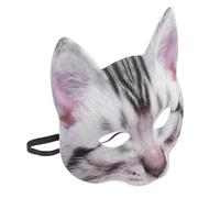 Ciieeo Masque de Chat à Demi-yeux en Eva et Tissu Bleu, Masque D'halloween Amusant Unisexe pour Déguisement Cosplay, Bal Masqué, Carnaval et Fête Costumée, Accessoire Léger et Solide