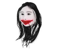 Ciieeo Masque de Femme Halloween Long Cheveux Latex Réaliste Effrayant Réutilisable Confortable Ajustable pour Soirée Déguisée et Décoration Effroi