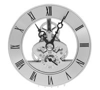Ciieeo Mécanisme D’Horloge à Quartz 86 MM Argenté avec Engrenages Visibles Chiffres Romains et Incrustations Métalliques Pièces Détachées pour Horloge Murale Kit de Réparation pour